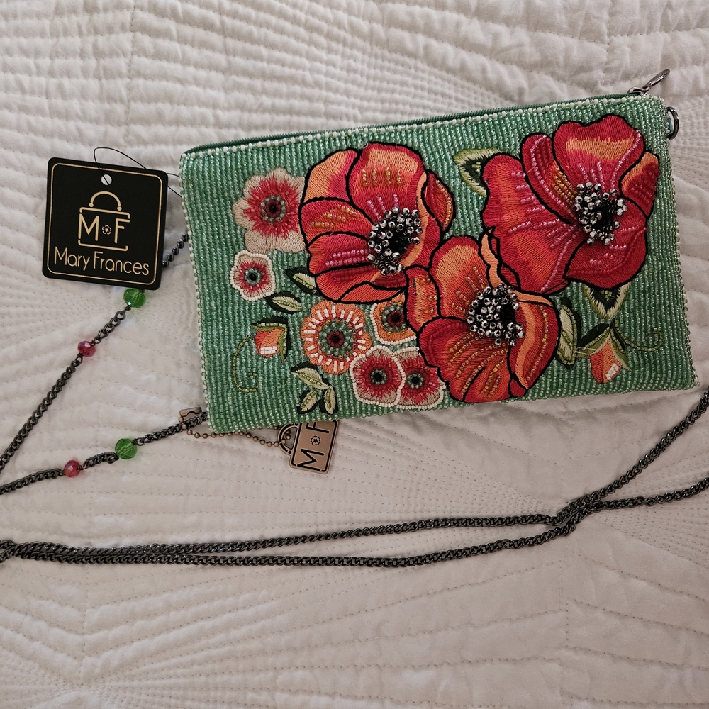 Mary Frances Green Beaded Floral Crossbody Bag - Picture 3 of 5